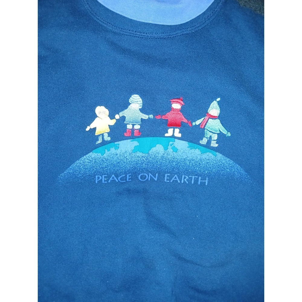 Vintage Brindon Design Christmas Sweatshirt Large Peace On Earth Made USA 90s - Picture 3 of 6